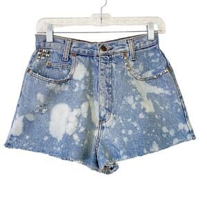 Vintage L.E.I Womens Size 9 High Waist Splatter Bleach Studded Cutoff Shorts